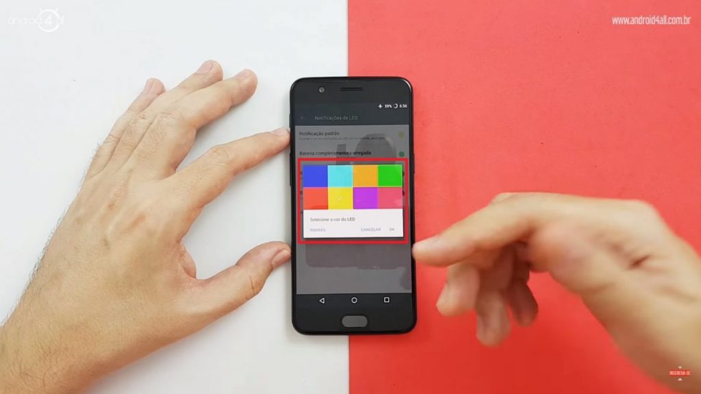 Opções de cor do LED de notificação do OnePlus 5